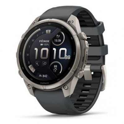 GARMIN Montre connect&eacute;e Fenix 9 Pro InReach 47 mm Argent avec bracelet Noir