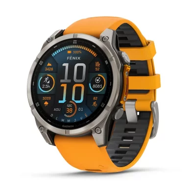 GARMIN Montre connect&eacute;e  Fenix 8 AMOLED Sapphire 47 mm Orange