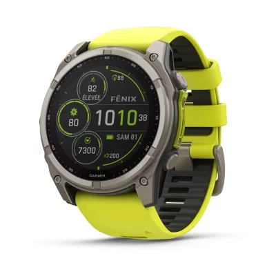 GARMIN Montre Connect&eacute;e  Fenix 8 Solar Sapphire GPS 51mm Jaune