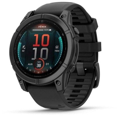 GARMIN Montre connect&eacute;e  Fenix E 47 mm en acier gris avec bracelet en silicone noir