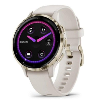 GARMIN Montre connect&eacute;e  Venu 3S, Soft Gold avec bracelet ivoire