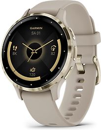 GARMIN Montre connect&eacute;e  Venu 3S, Soft Gold avec bracelet lin