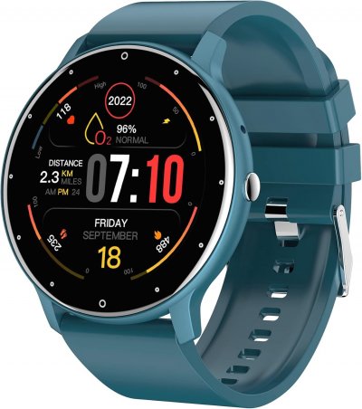 VENDOS85 Montre connect&eacute;e homme femme avec appels bluetooth avis de messages assistant vocal bleu 