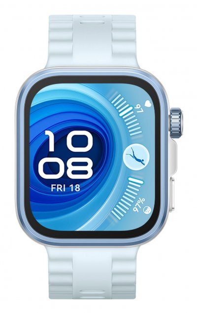 HUAWEI Montre connect&eacute;e  Watch Fit 4 Pro Bluetooth Gris avec bracelet en fluoro&eacute;lastom&egrave;re Bleu 