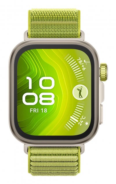 HUAWEI Montre connect&eacute;e  Watch Fit 4 Pro Bluetooth Gris avec bracelet en tissu Vert 