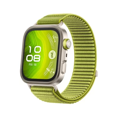HUAWEI Montre connect&eacute;e  Watch Fit 4 Pro Bluetooth Gris avec bracelet en tissu Vert 