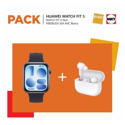 HUAWEI Montre connect&eacute;e  WATCH FIT 5 BLACK + FREEBUDS 4 WHITE FNAC