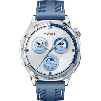 HUAWEI Montre connect&eacute;e  Watch GT 5 46 mm acier inoxydable avec bracelet en nylon Bleu 