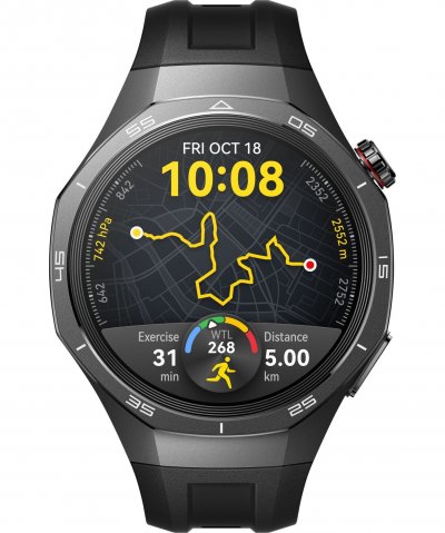 HUAWEI Montre connect&eacute;e  Watch GT 5 Pro 46 mm titane avec bracelet en fluoro&eacute;lastom&egrave;re Noir 