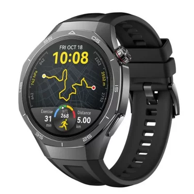 HUAWEI Montre connect&eacute;e  Watch GT 5 Pro 46 mm titane avec bracelet en fluoro&eacute;lastom&egrave;re Noir 