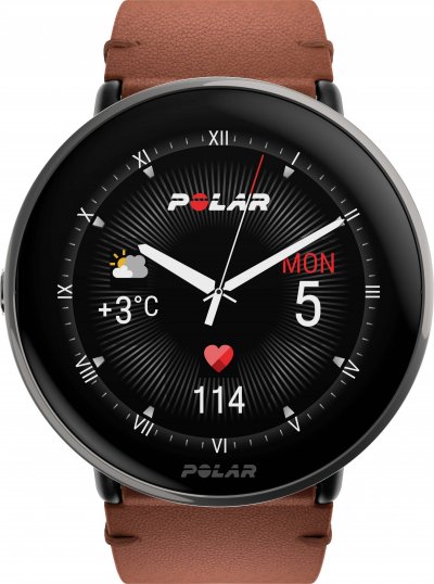 POLAR Montre connect&eacute;e Mixte  Ignite 3 Titanium Cuir Marron M/L