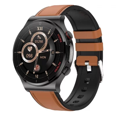 YONIS Montre Connect&eacute;e Sant&eacute; Ecran 1.32' Bracelet Cuir Surveillance Temp&eacute;rature ECG IP