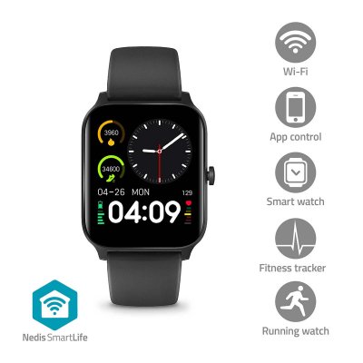 NEDIS Montre Connect&eacute;e Sport SmartLife avec Ecran LCD 1.69"" Multifonctionnelle Noir