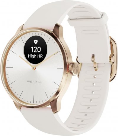 WITHINGS Montre connect&eacute;e  ScanWatch Light 37 mm Blanc et Or