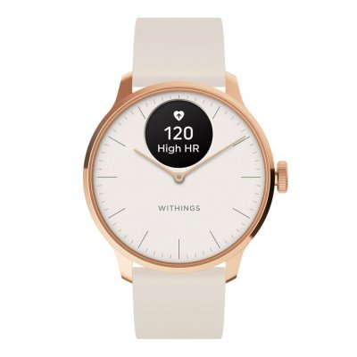 WITHINGS Montre connect&eacute;e  ScanWatch Light 37 mm Blanc et Or