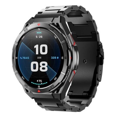  Montre Connect&eacute;e X2 - Bluetooth, GPS, Barom&egrave;tre, Boussole, Assistant Vocal, Bracelet acier noir (