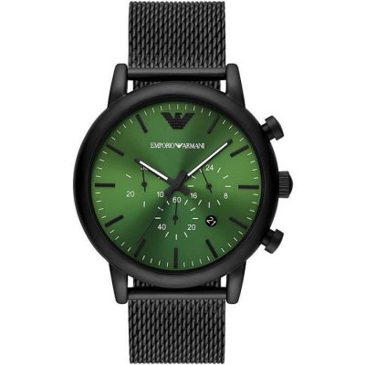EMPORIO ARMANI Montre  chronographe en acier inoxydable, noire, pour homme, AR11470