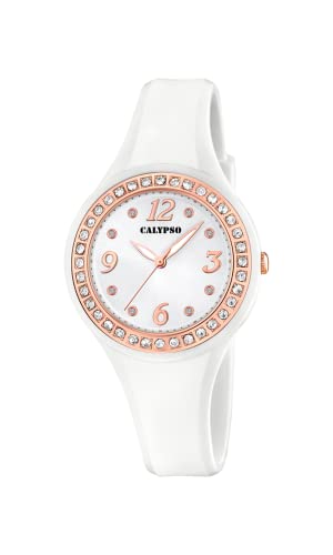 CALYPSO Montre femme  TRENDY K5567-B - Bracelet R&eacute;sine Blanc