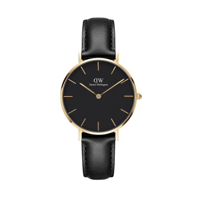 DANIEL WELLINGTON Montre femme  Petite DW00100547 - Bracelet Cuir Noir