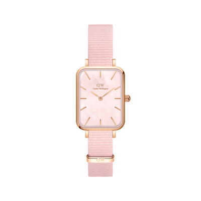 DANIEL WELLINGTON Montre Femme  QUADRO DW00100509 - Bracelet Nylon rose