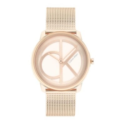 CALVIN KLEIN WATCHES Montre Femme Iconic mesh Dor&eacute; rose 25200035 Rose Calvin Klein