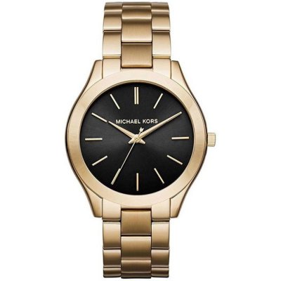 MICHAEL KORS Montre Femme  Slim Runway MK3478 Dor&eacute;e cadran noir