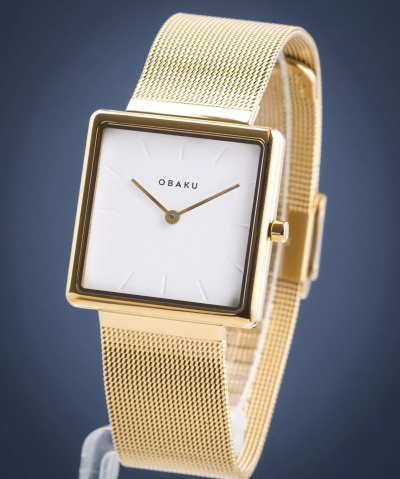 OBAKU Montre Femme  Kvadrat Gold V236LXGIMG