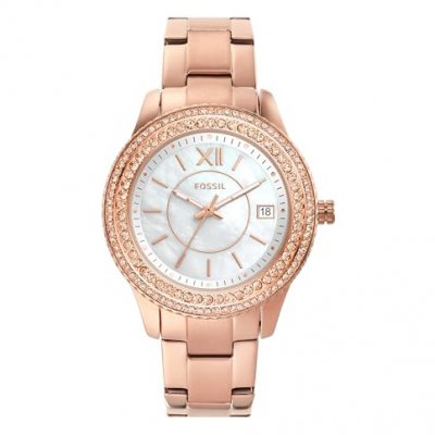 FOSSIL Montre Femme Stella Dor&eacute; rose ES5136 