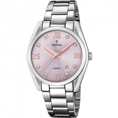 FESTINA Montre  F16790/d Bordeaux, Bracelet Acier Inoxydable, Femme