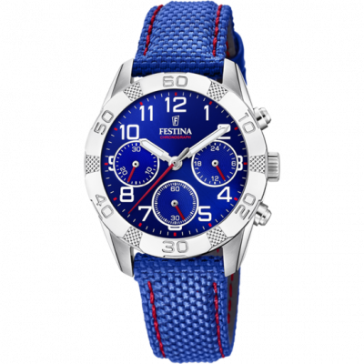 FESTINA Montre  F20346-2 - Montre Chronographe Junior Nylon Bleu Gar&ccedil;on