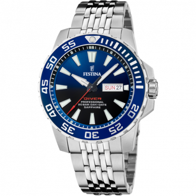 FESTINA Montre  F20661/1 Bleu, Bracelet D&acute; Acier Inoxydable, Homme