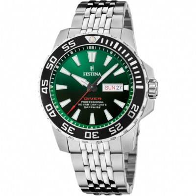 FESTINA Montre  F20661/2 Vert, Bracelet D&acute; Acier Inoxydable, Homme