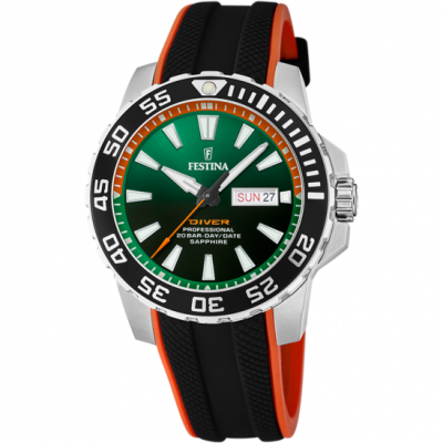 FESTINA Montre  F20662/2 Vert, Bracelet D&acute; Caoutchouc, Homme