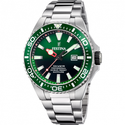 FESTINA Montre  F20663/2 Vert, Bracelet D&acute; Acier Inoxydable, Homme