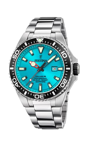 FESTINA Montre  F20663/5 Bleu, Bracelet D&acute; Acier Inoxydable, Homme