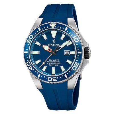 FESTINA Montre  F20664/1 Bleu, Bracelet D&acute; Caoutchouc, Homme
