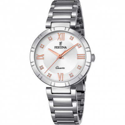 FESTINA Montre  MADEMOISELLE F16936-B - Montre ACIER CADRAN ARGENT ROSES BRACELET ACIER Femme