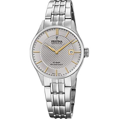 FESTINA Montre  Swiss Made F20006/2 Gris, Bracelet En Acier, Femme