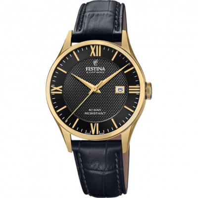 FESTINA Montre  Swiss Made F20010/4 Noir, Bracelet Cuir, Homme