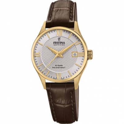 FESTINA SWISS MADE Montre  F20011/2 Gris, Bracelet Cuir, Femme