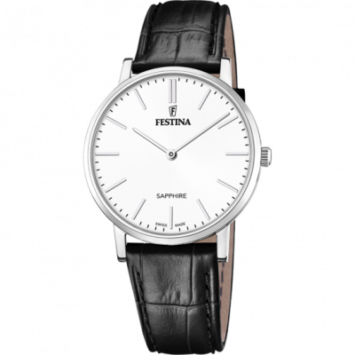 FESTINA SWISS MADE Montre  F20012/1 Blanc, Bracelet Cuir, Homme