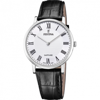 FESTINA SWISS MADE Montre  F20012/2 Blanc, Bracelet Cuir, Homme
