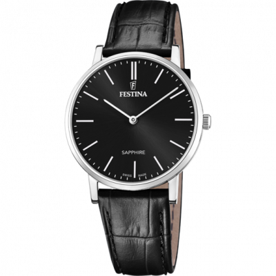 FESTINA SWISS MADE Montre  F20012/4 Noir, Bracelet Cuir, Homme