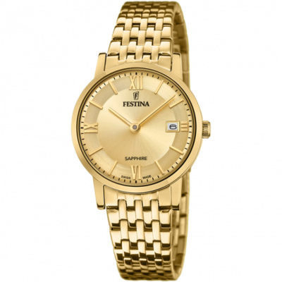 FESTINA SWISS MADE Montre  F20021/2 Champagne, Bracelet En Acier, Femme