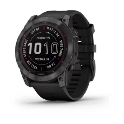 GARMIN Montre GPS  Fenix 7X Sapphire Solar DLC SS22, Carbon Grey/Black