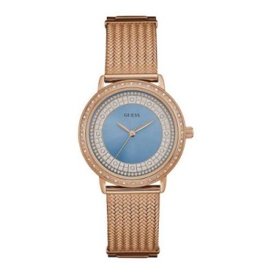 GUESS Montre  Bleu Femmes Willow W0836L1 Rose Acier plaqu&eacute; Or