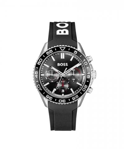 BOSS Montre Homme  Runner - 1514141 Bracelet Silicone Noir