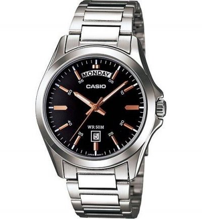 CASIO Montre Homme  Collection MTP-1370D-1A2 Argent Index or rose