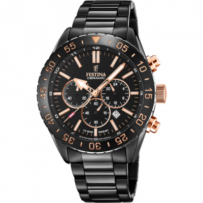 FESTINA Montre Homme  Montres CERAMIC F20577-1 - Bracelet Acier Noir