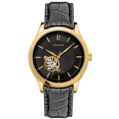 PIERRE LANNIER Montre Homme Fleuret 336B033 Cadran Noir Bracelet Cuir Noir